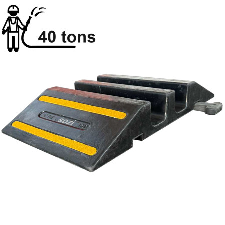 KAB-PRO-SH-40 – 40 Ton Rubber Ramp for Hoses and Cables | 2x 70×70 mm Channels